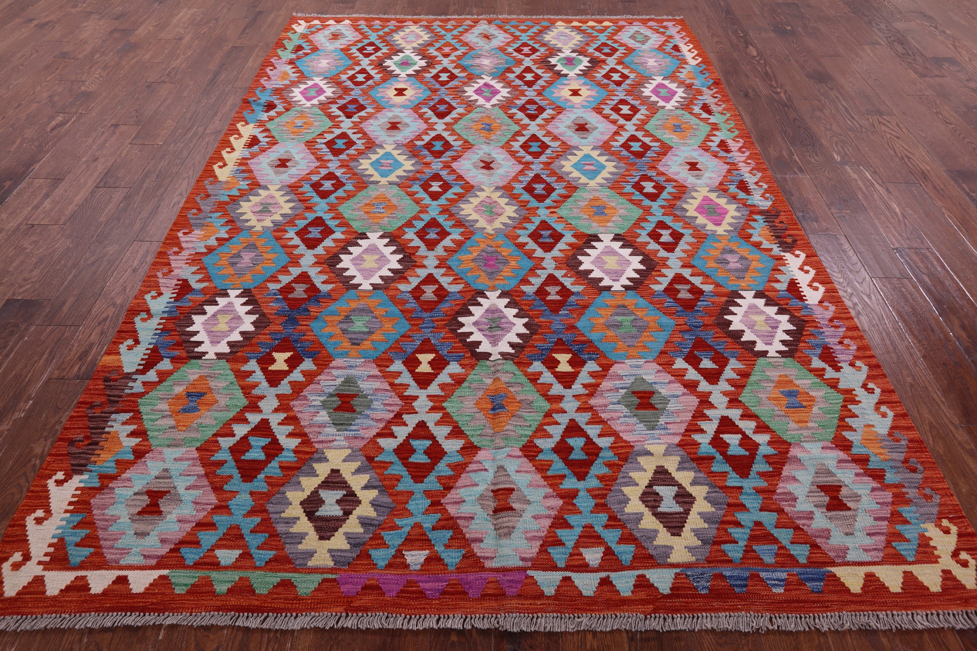 Reversible Kilim Flat Weave Wool On Wool Rug - 6' 9" X 9' 8" - Golden Nile