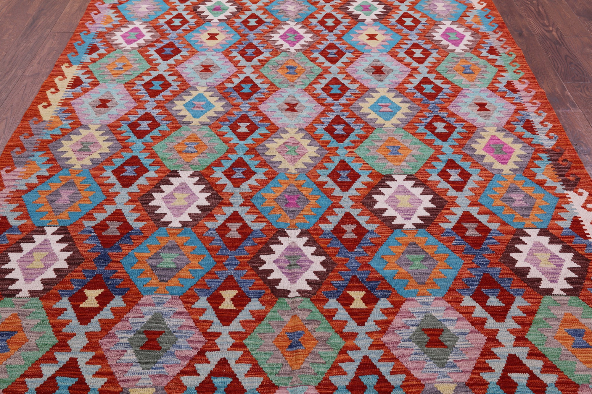 Reversible Kilim Flat Weave Wool On Wool Rug - 6' 9" X 9' 8" - Golden Nile