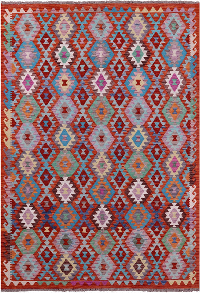 Reversible Kilim Flat Weave Wool On Wool Rug - 6' 9" X 9' 8" - Golden Nile