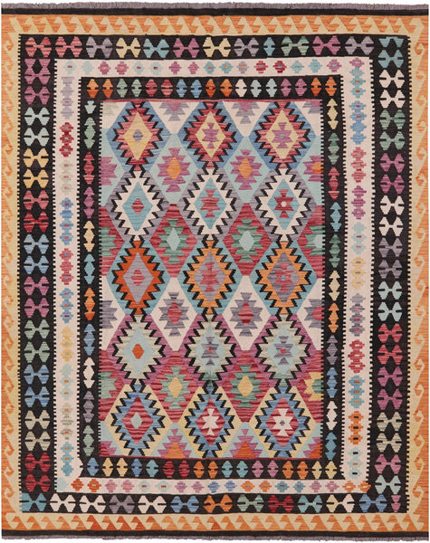 Reversible Kilim Flat Weave Wool On Wool Rug - 8' 2" X 9' 11" - Golden Nile