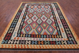 Reversible Kilim Flat Weave Wool On Wool Rug - 8' 2" X 9' 11" - Golden Nile