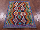 Reversible Kilim Flat Weave Wool On Wool Rug - 3' 5" X 5' 1" - Golden Nile