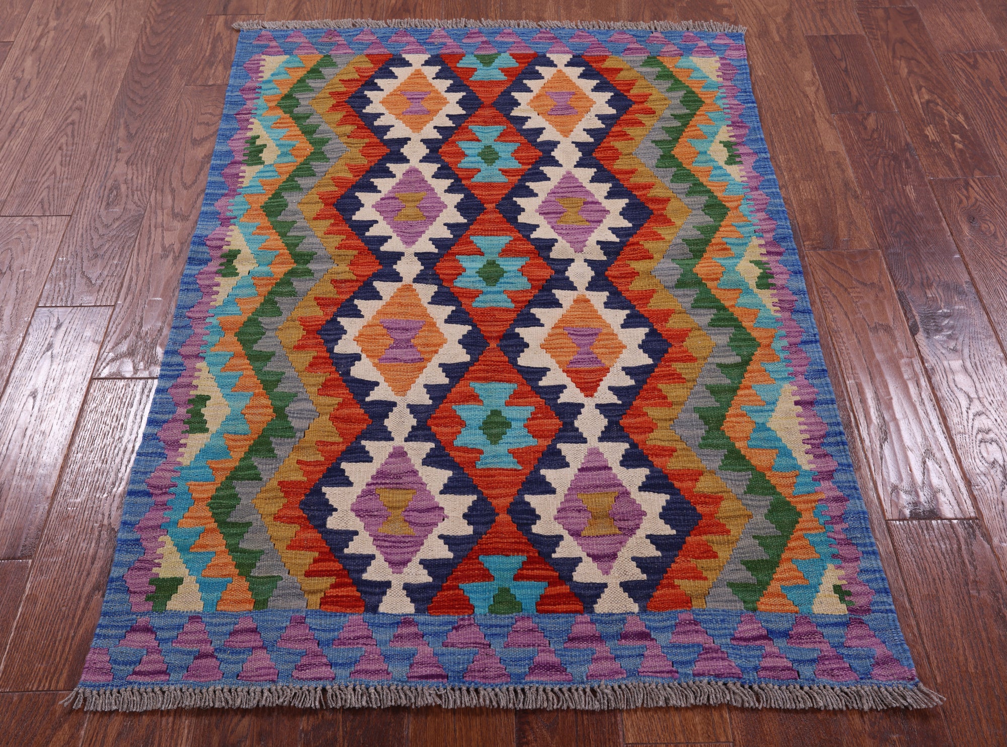 Reversible Kilim Flat Weave Wool On Wool Rug - 3' 5" X 5' 1" - Golden Nile