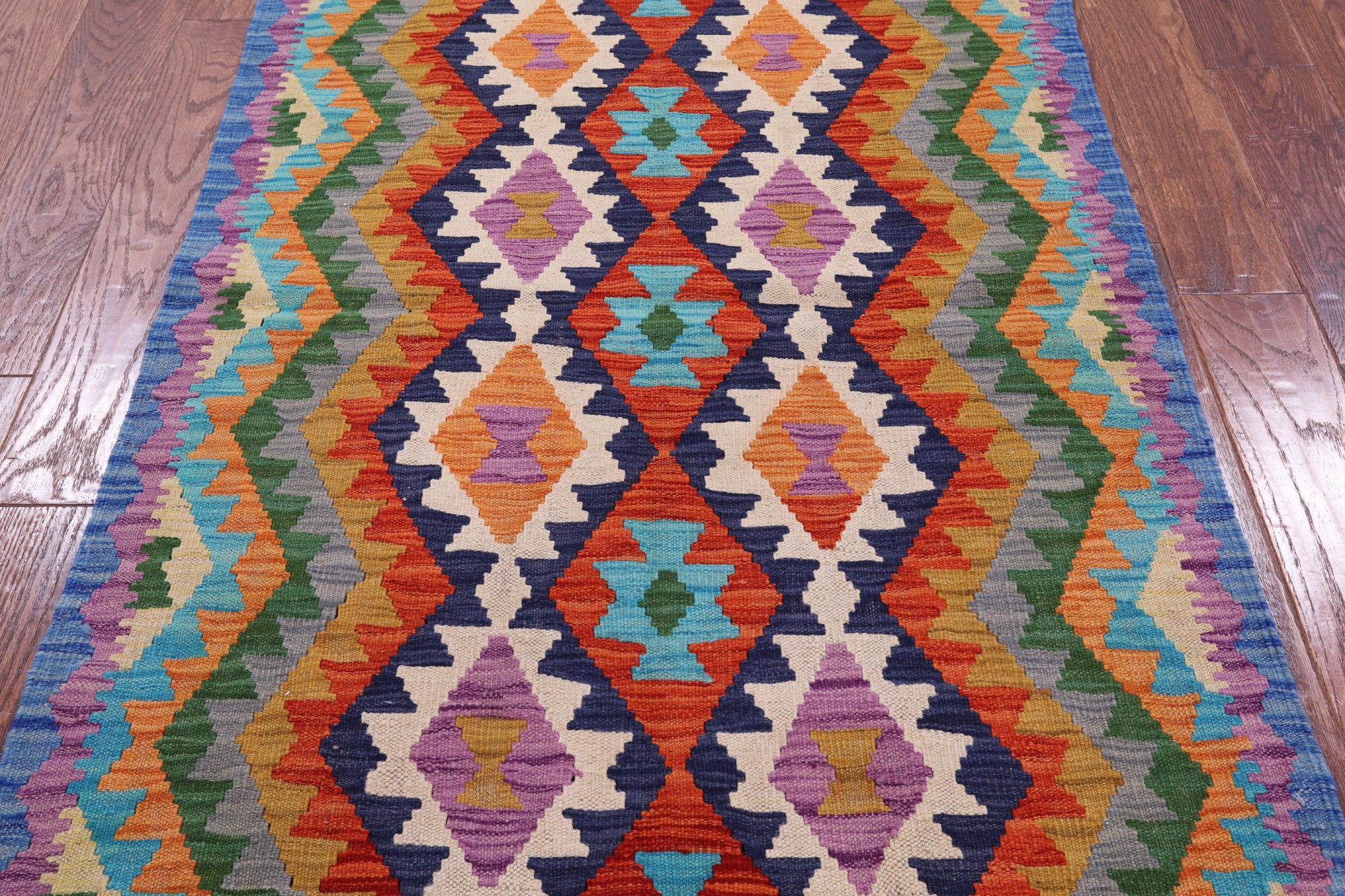 Reversible Kilim Flat Weave Wool On Wool Rug - 3' 5" X 5' 1" - Golden Nile