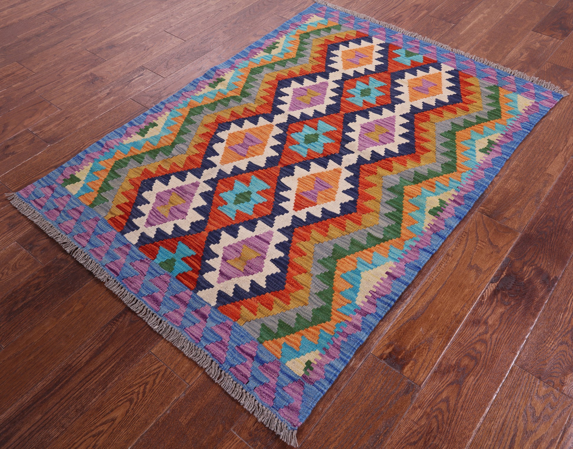 Reversible Kilim Flat Weave Wool On Wool Rug - 3' 5" X 5' 1" - Golden Nile