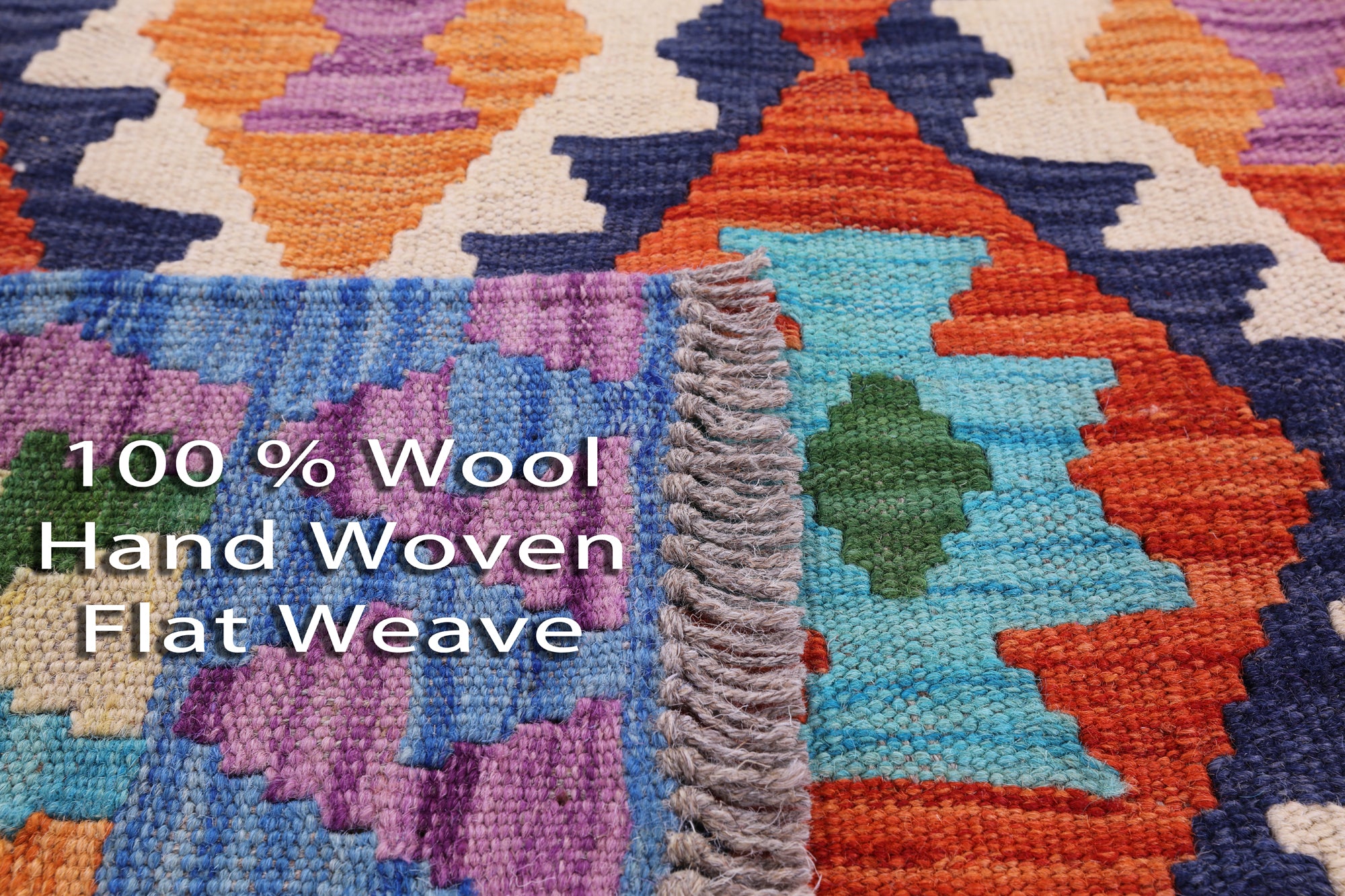 Reversible Kilim Flat Weave Wool On Wool Rug - 3' 5" X 5' 1" - Golden Nile