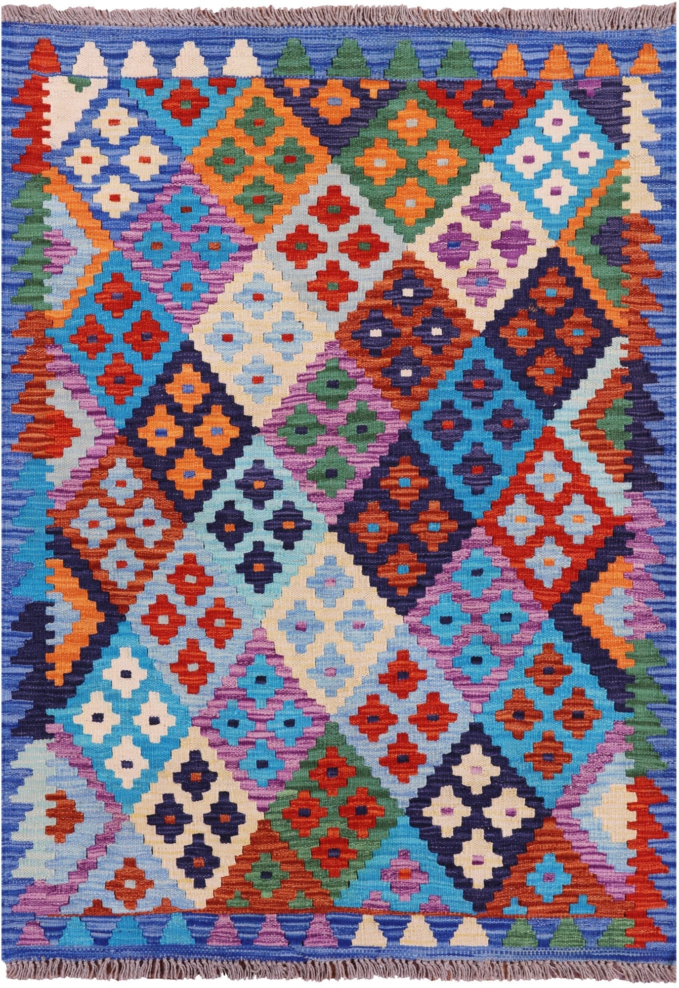 Reversible Kilim Flat Weave Wool On Wool Rug - 3' 2" X 4' 6" - Golden Nile