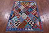 Reversible Kilim Flat Weave Wool On Wool Rug - 3' 2" X 4' 6" - Golden Nile