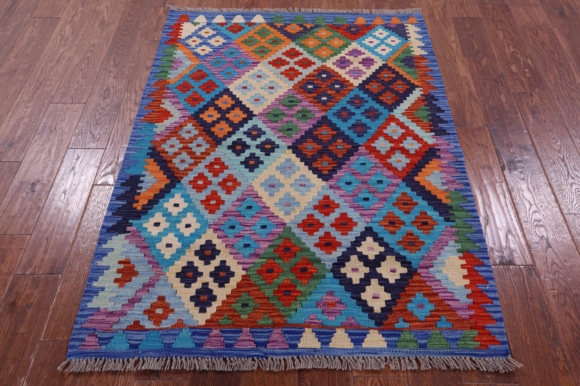 Reversible Kilim Flat Weave Wool On Wool Rug - 3' 2" X 4' 6" - Golden Nile