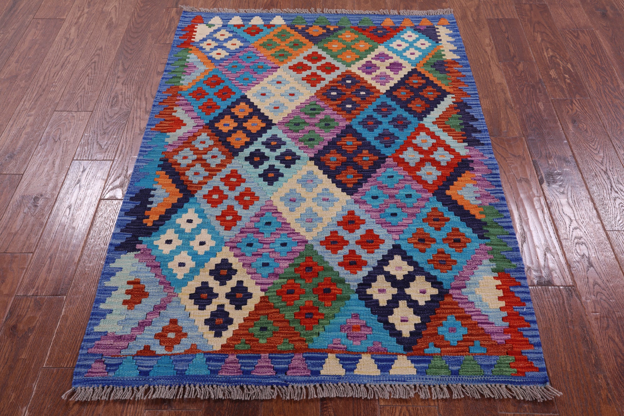 Reversible Kilim Flat Weave Wool On Wool Rug - 3' 2" X 4' 6" - Golden Nile