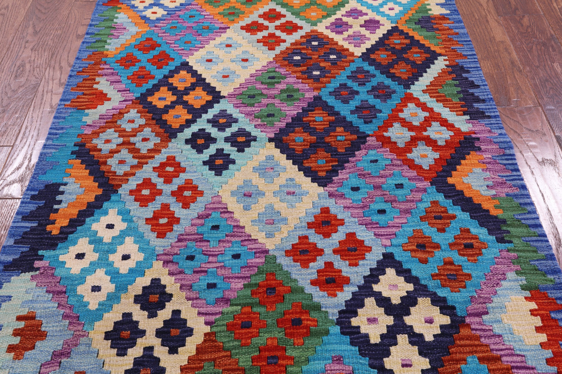 Reversible Kilim Flat Weave Wool On Wool Rug - 3' 2" X 4' 6" - Golden Nile