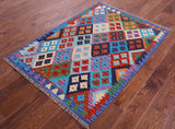 Reversible Kilim Flat Weave Wool On Wool Rug - 3' 2" X 4' 6" - Golden Nile