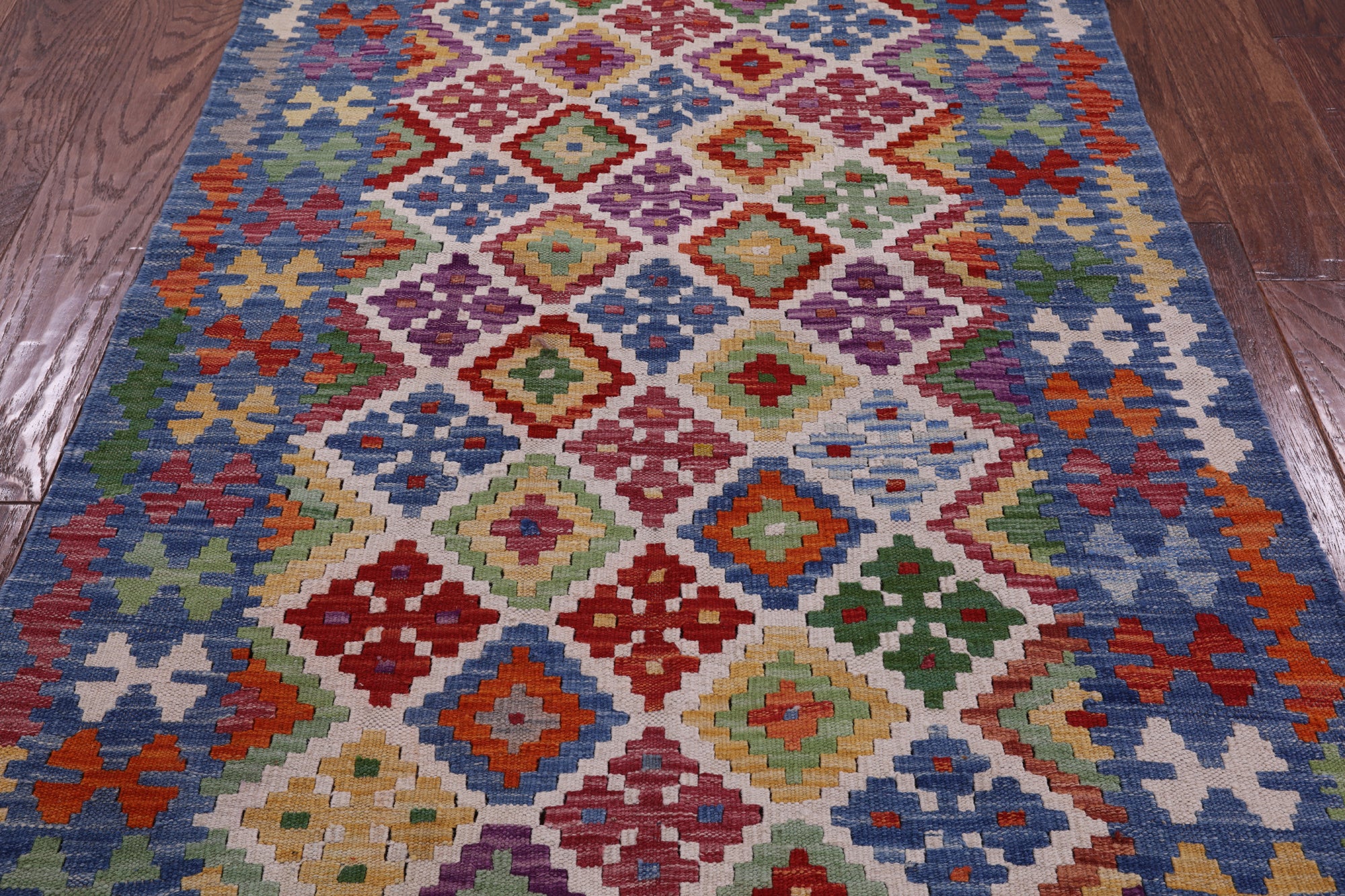 Reversible Kilim Flat Weave Wool On Wool Rug - 3' 4" X 4' 11" - Golden Nile