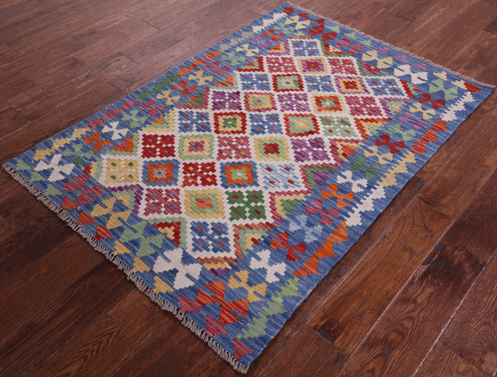 Reversible Kilim Flat Weave Wool On Wool Rug - 3' 4" X 4' 11" - Golden Nile