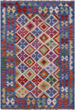 Reversible Kilim Flat Weave Wool On Wool Rug - 3' 4" X 4' 11" - Golden Nile