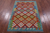 Reversible Kilim Flat Weave Wool On Wool Rug - 3' 3" X 5' 0" - Golden Nile