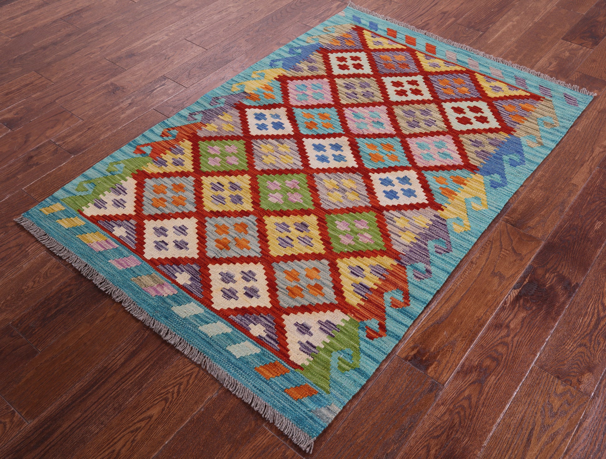 Reversible Kilim Flat Weave Wool On Wool Rug - 3' 3" X 5' 0" - Golden Nile