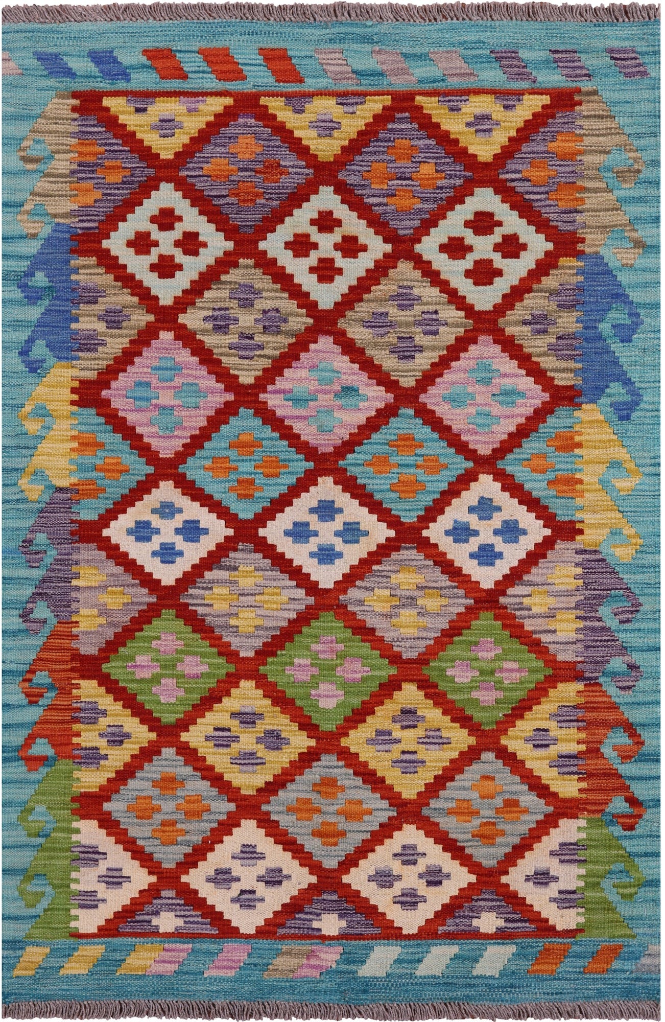 Reversible Kilim Flat Weave Wool On Wool Rug - 3' 3" X 5' 0" - Golden Nile