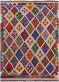 Reversible Kilim Flat Weave Wool On Wool Rug - 3' 2" X 4' 10" - Golden Nile