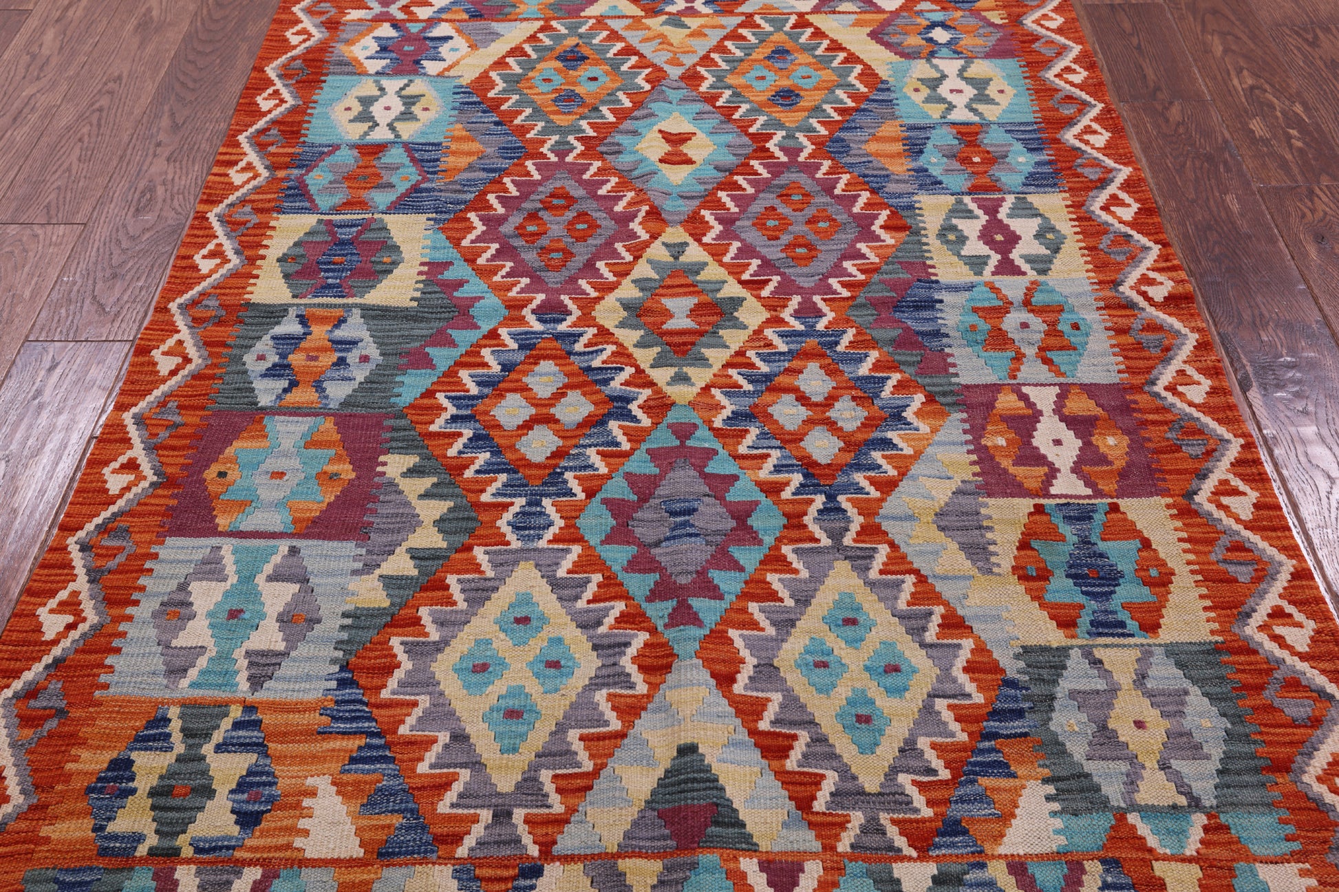 Reversible Kilim Flat Weave Wool On Wool Rug - 4' 1" X 6' 1" - Golden Nile