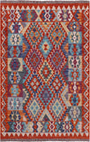 Reversible Kilim Flat Weave Wool On Wool Rug - 4' 1" X 6' 1" - Golden Nile