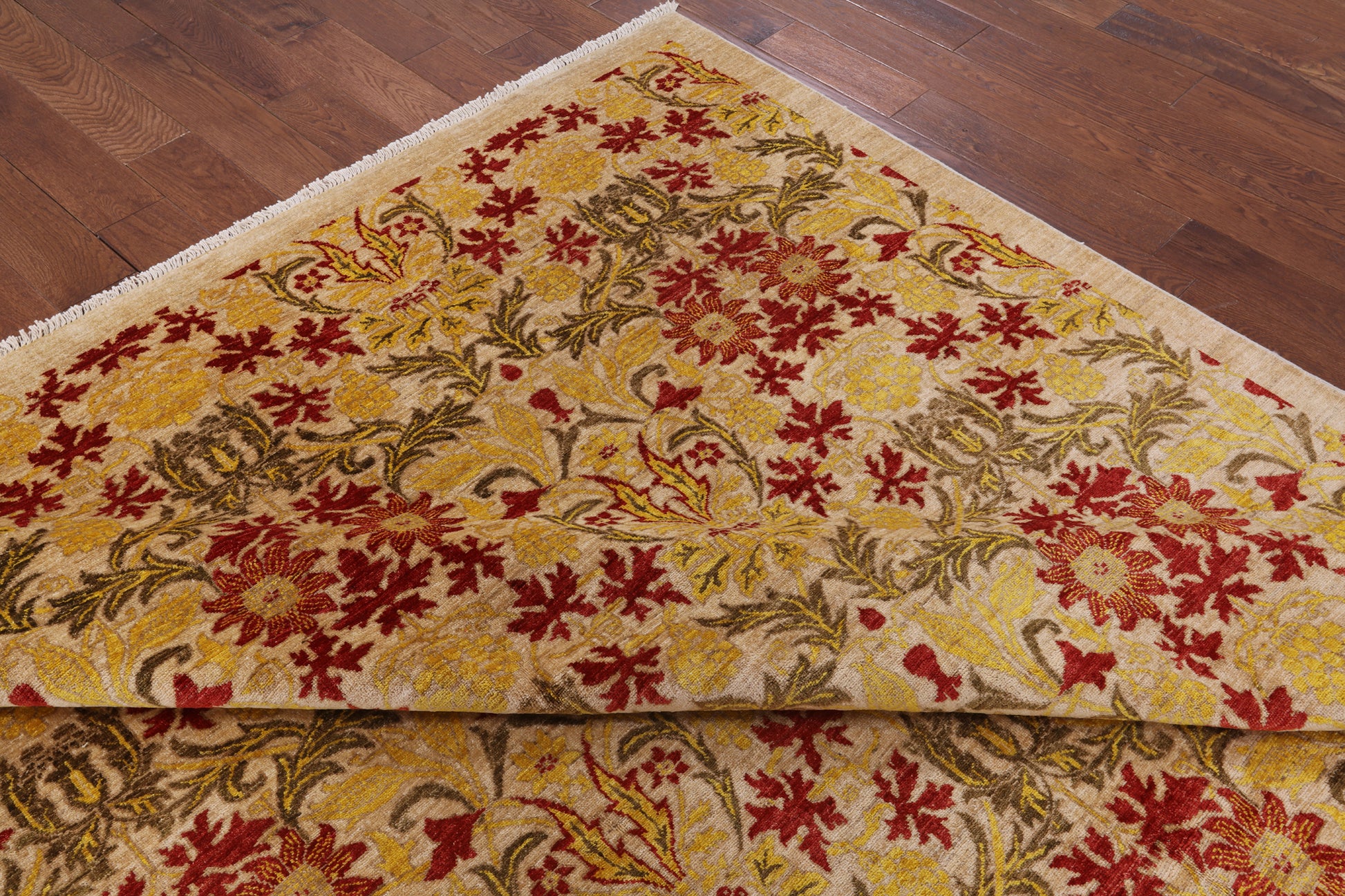 William Morris Handmade Wool Area Rug - 8' 1" X 10' 1" - Golden Nile