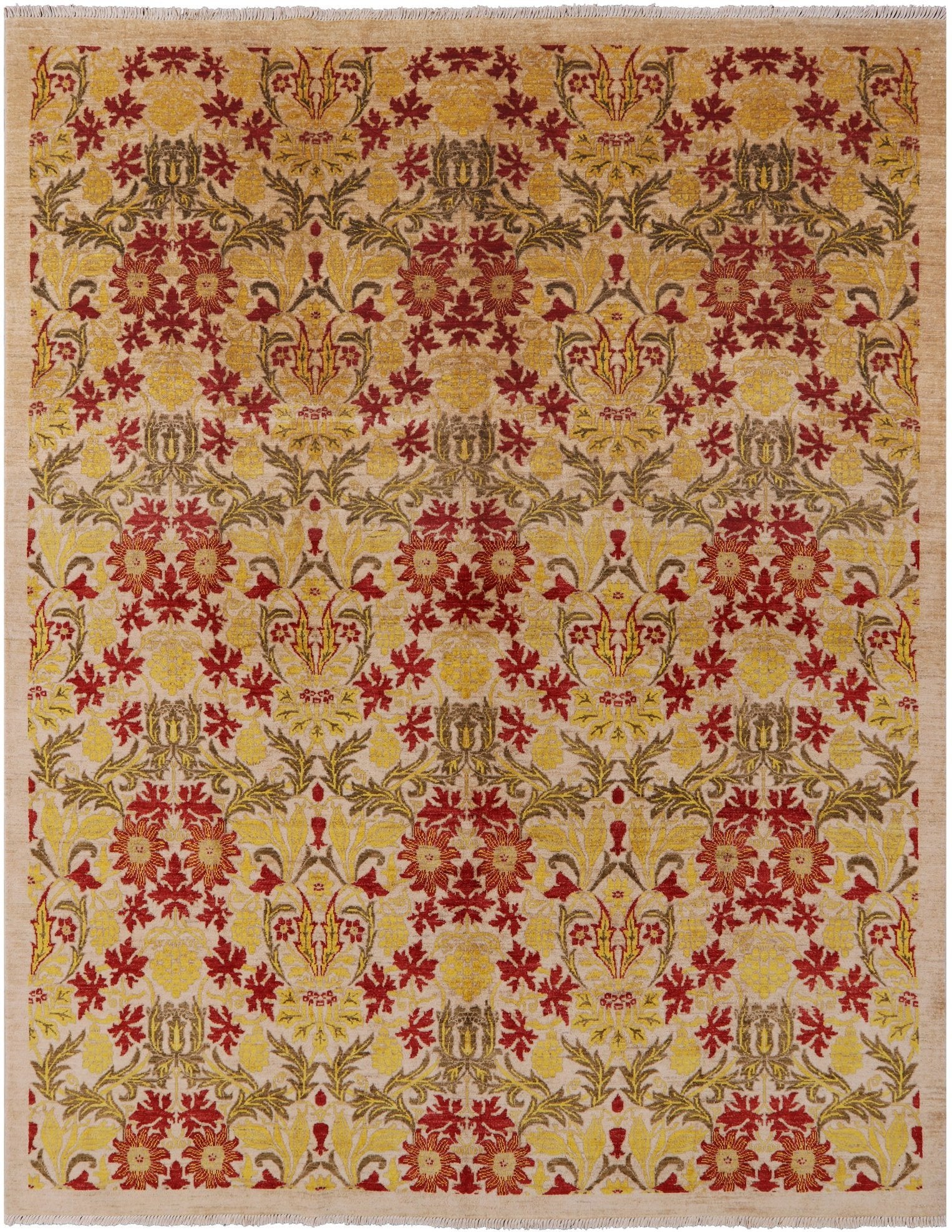 William Morris Handmade Wool Area Rug - 8' 1" X 10' 1" - Golden Nile