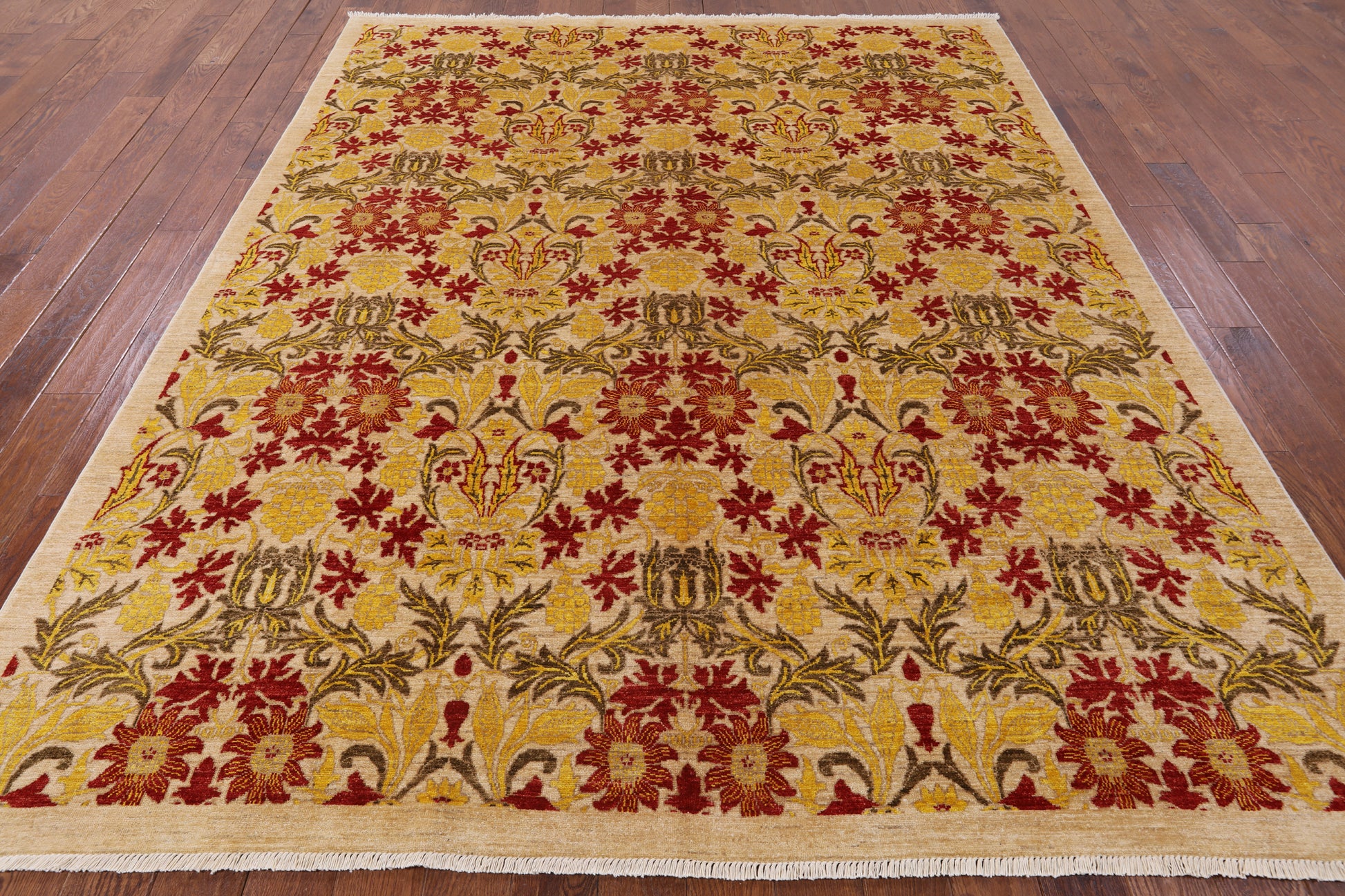 William Morris Handmade Wool Area Rug - 8' 1" X 10' 1" - Golden Nile