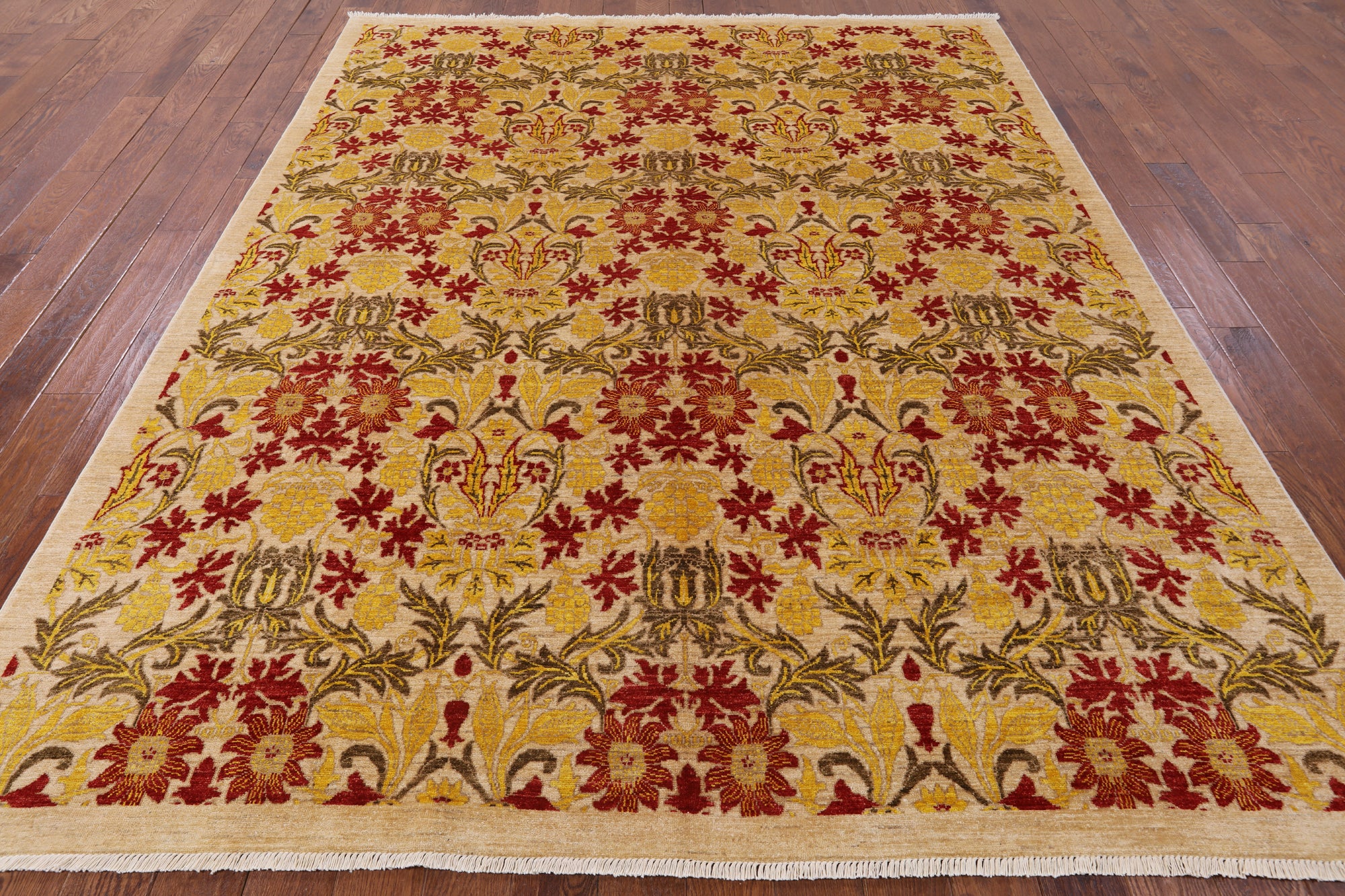William Morris Handmade Wool Area Rug - 8' 1" X 10' 1" - Golden Nile