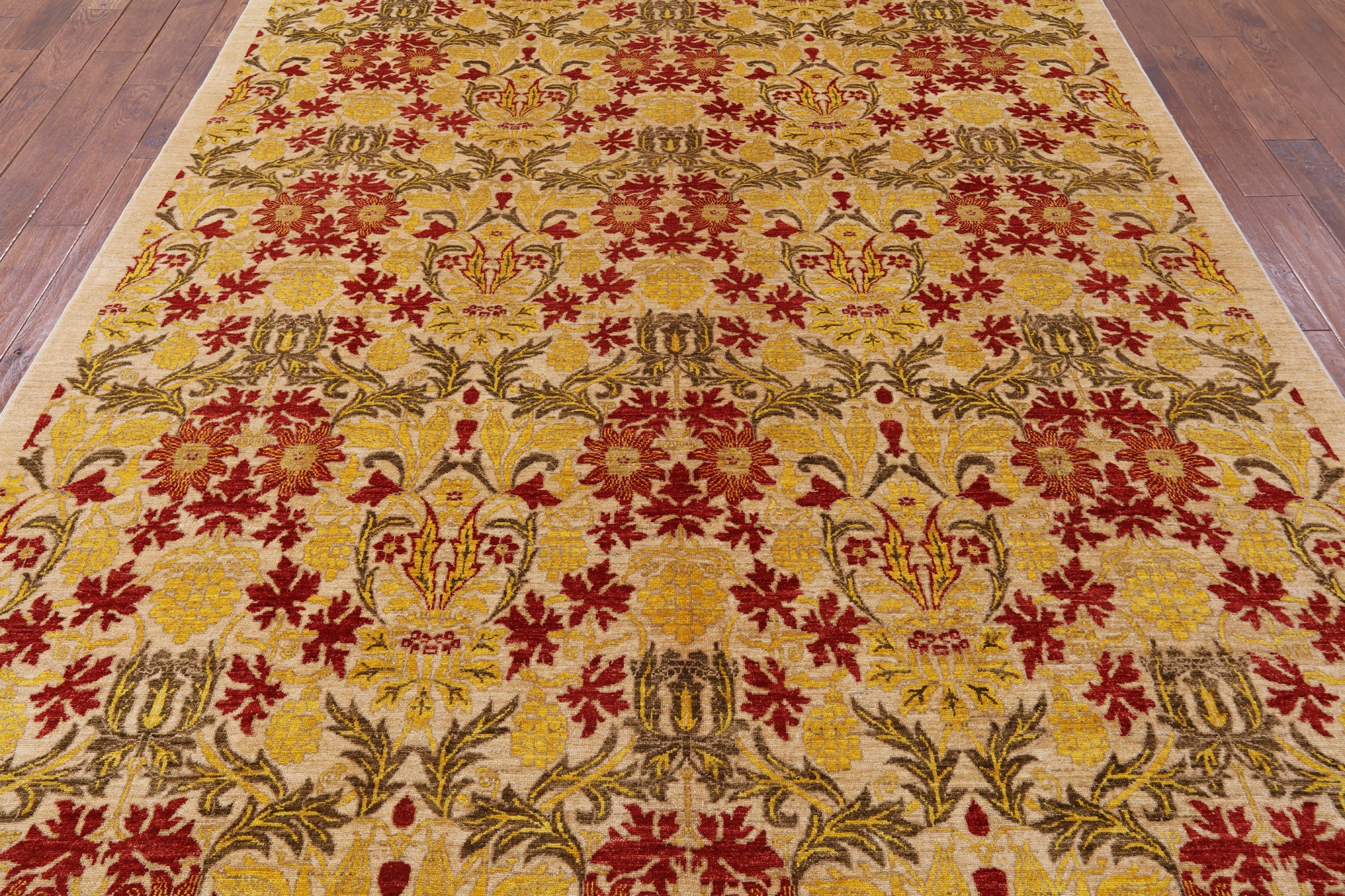 William Morris Handmade Wool Area Rug - 8' 1" X 10' 1" - Golden Nile