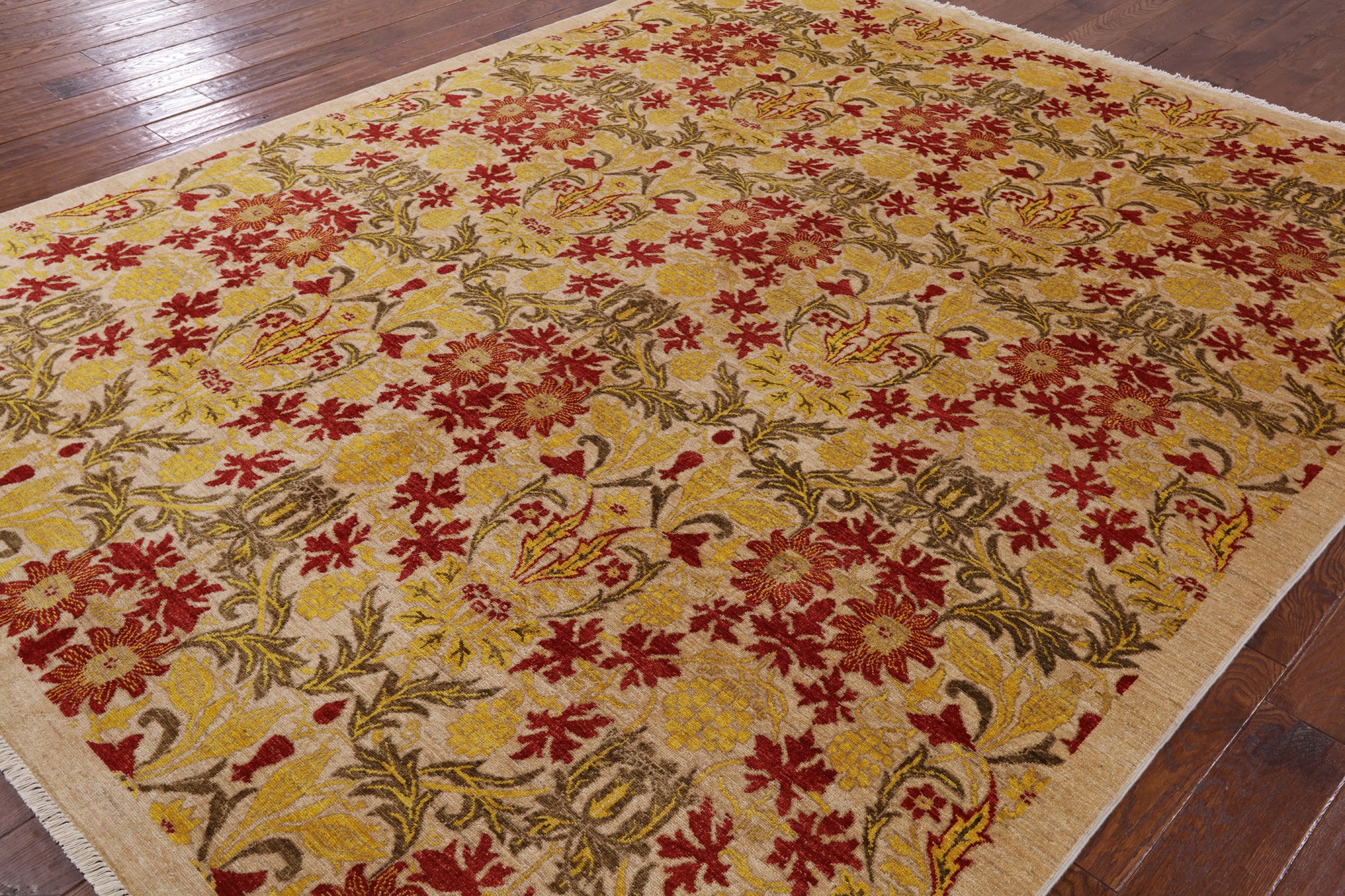 William Morris Handmade Wool Area Rug - 8' 1" X 10' 1" - Golden Nile