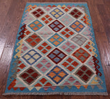 Reversible Kilim Flat Weave Wool On Wool Rug - 3' 3" X 5' 0" - Golden Nile