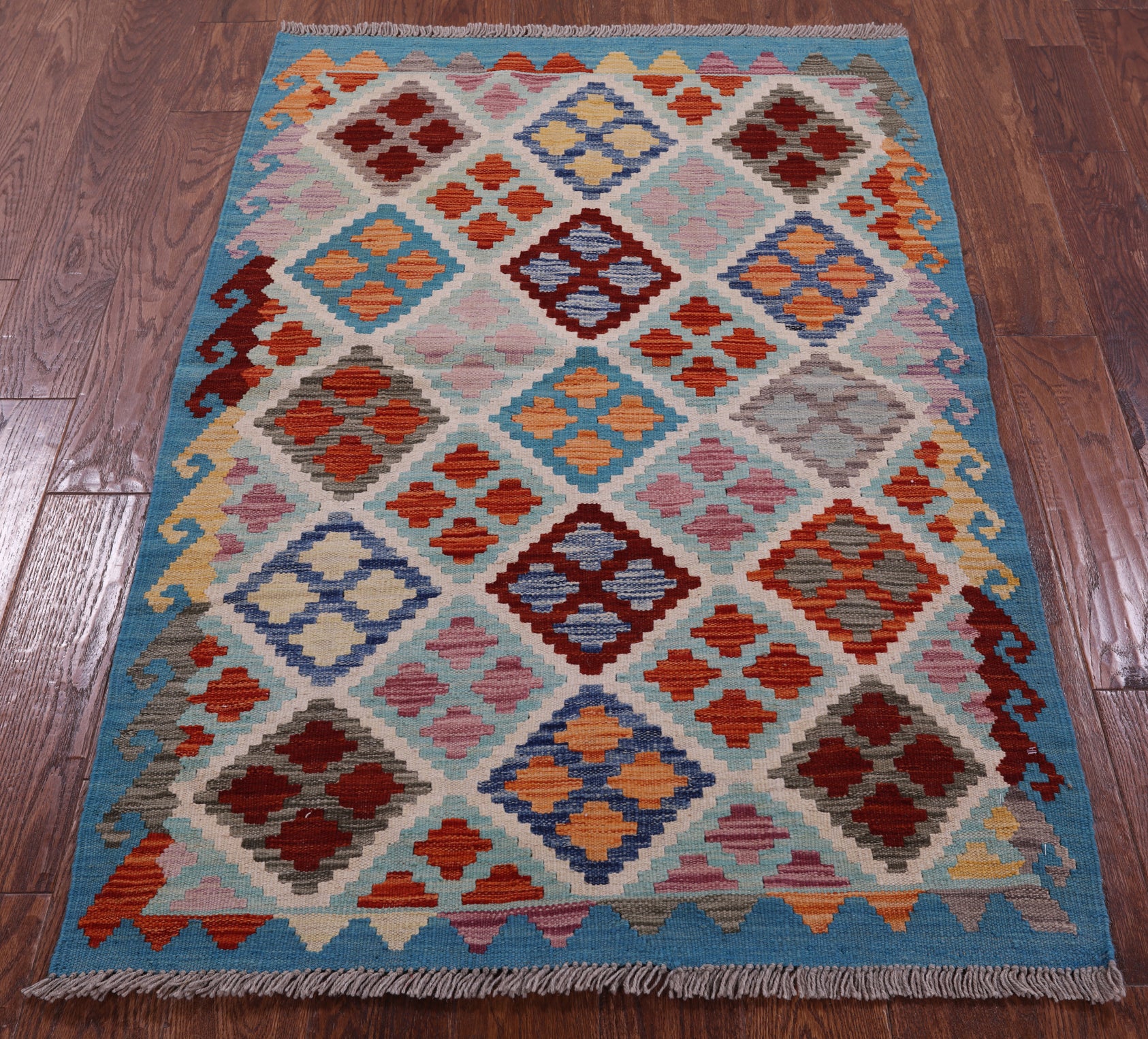 Reversible Kilim Flat Weave Wool On Wool Rug - 3' 3" X 5' 0" - Golden Nile