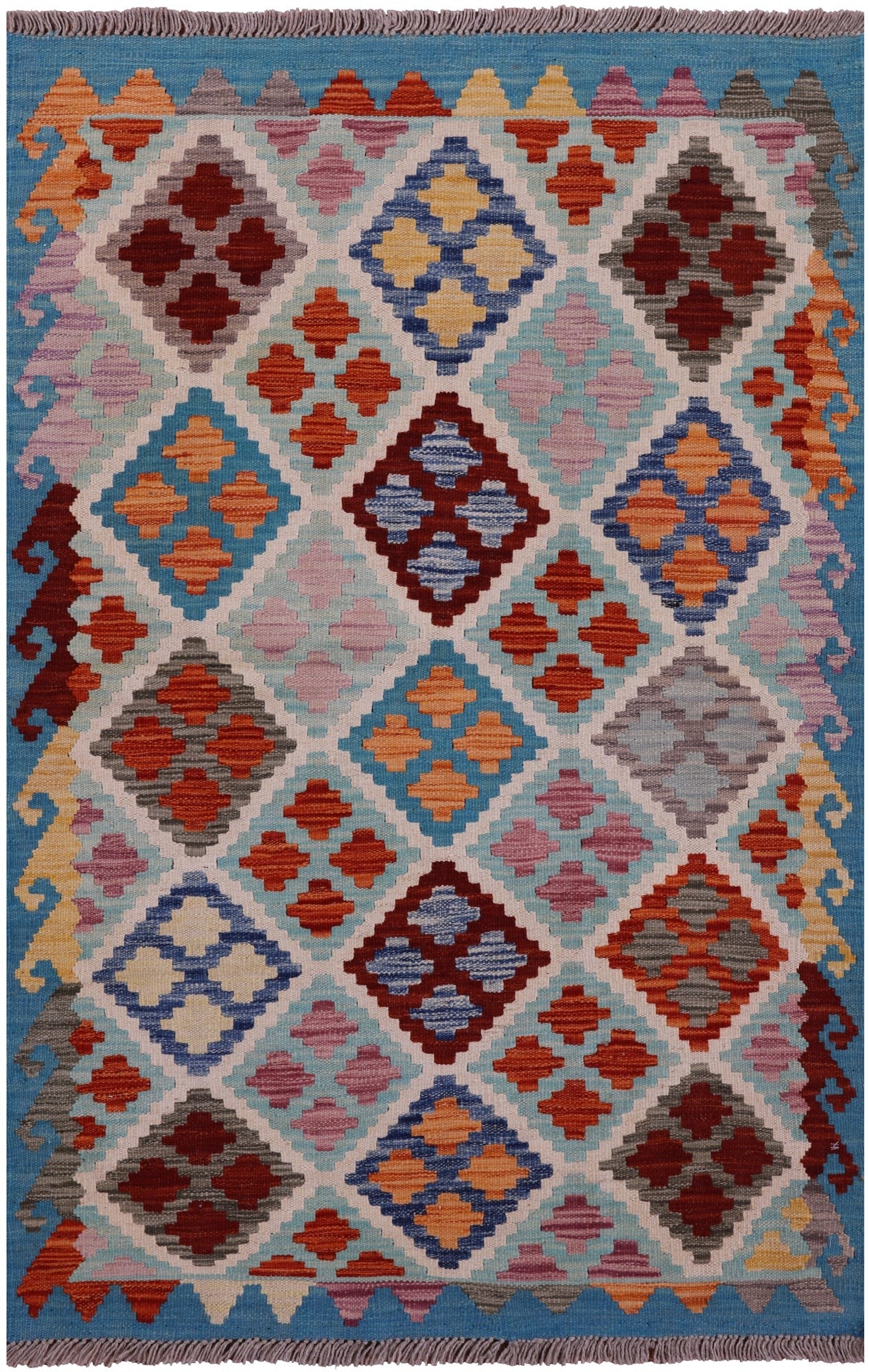 Reversible Kilim Flat Weave Wool On Wool Rug - 3' 3" X 5' 0" - Golden Nile