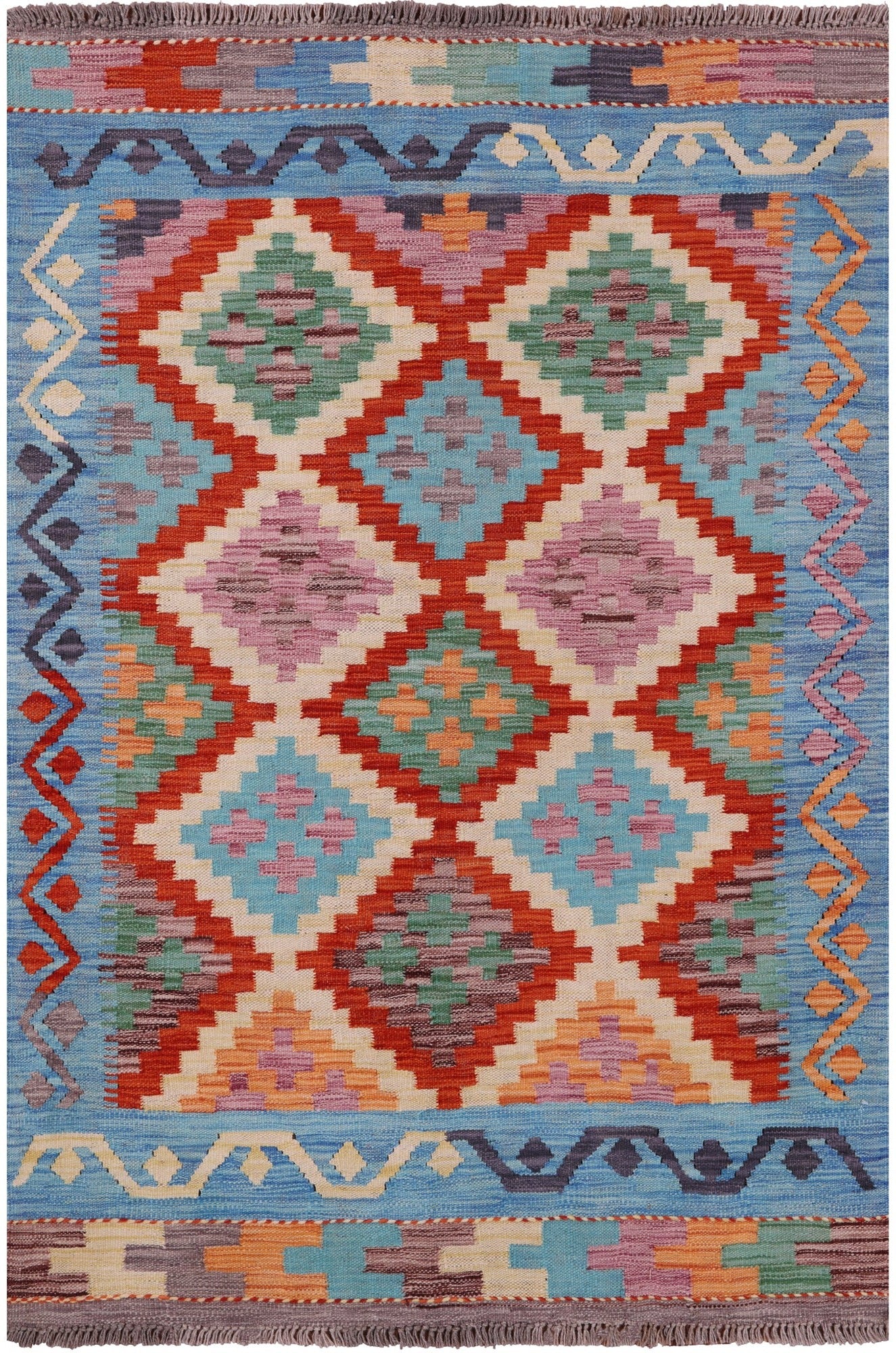 Reversible Kilim Flat Weave Wool On Wool Rug - 3' 11" X 5' 9" - Golden Nile
