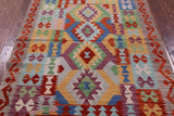 Reversible Kilim Flat Weave Wool On Wool Rug - 4' 3" X 5' 8" - Golden Nile