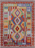 Reversible Kilim Flat Weave Wool On Wool Rug - 4' 3" X 5' 8" - Golden Nile
