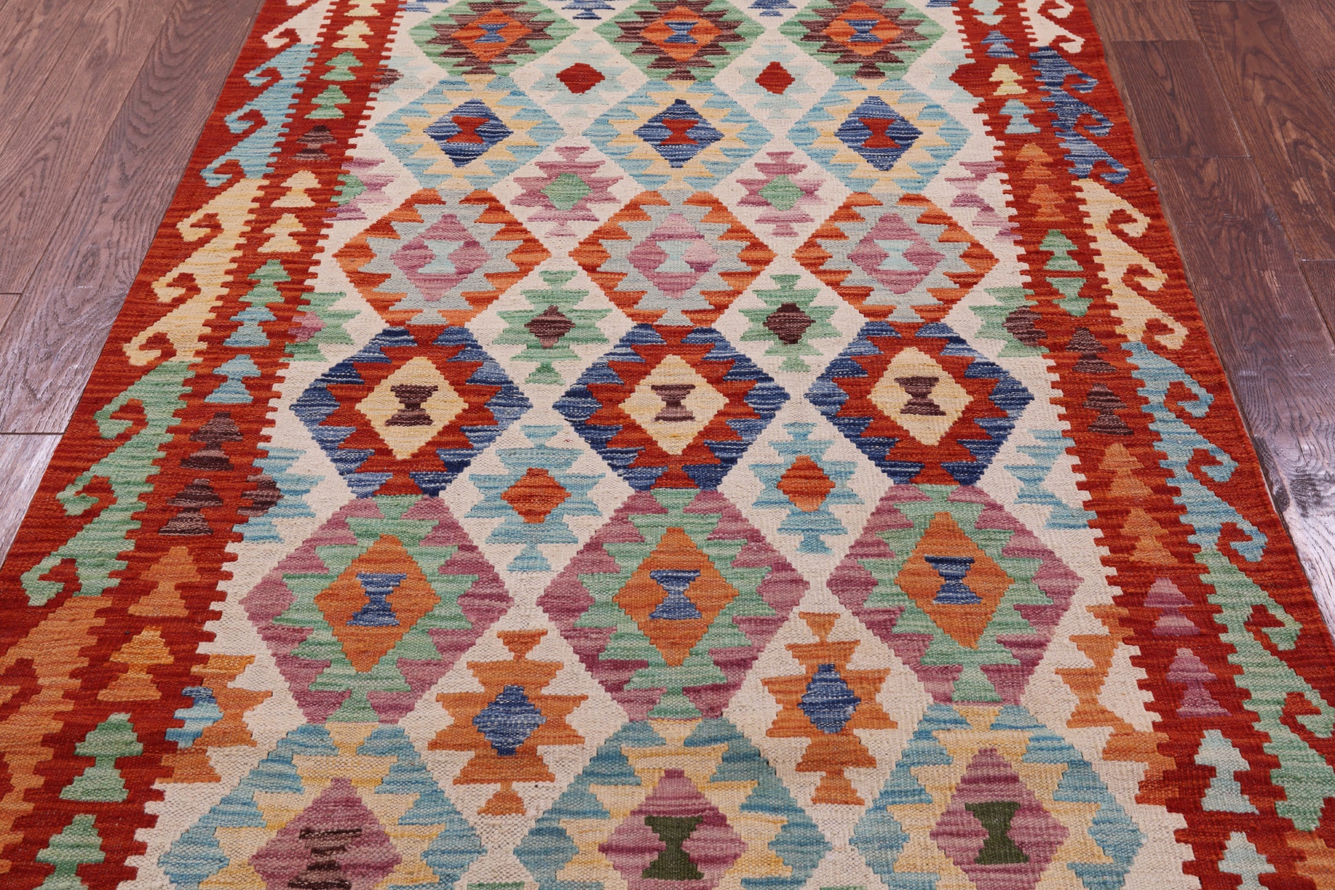 Reversible Kilim Flat Weave Wool On Wool Rug - 4' 1" X 6' 2" - Golden Nile