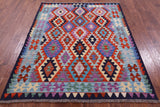 Reversible Kilim Flat Weave Wool On Wool Rug - 5' 2" X 6' 7" - Golden Nile