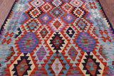 Reversible Kilim Flat Weave Wool On Wool Rug - 5' 2" X 6' 7" - Golden Nile