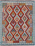 Reversible Kilim Flat Weave Wool On Wool Rug - 5' 1" X 6' 4" - Golden Nile