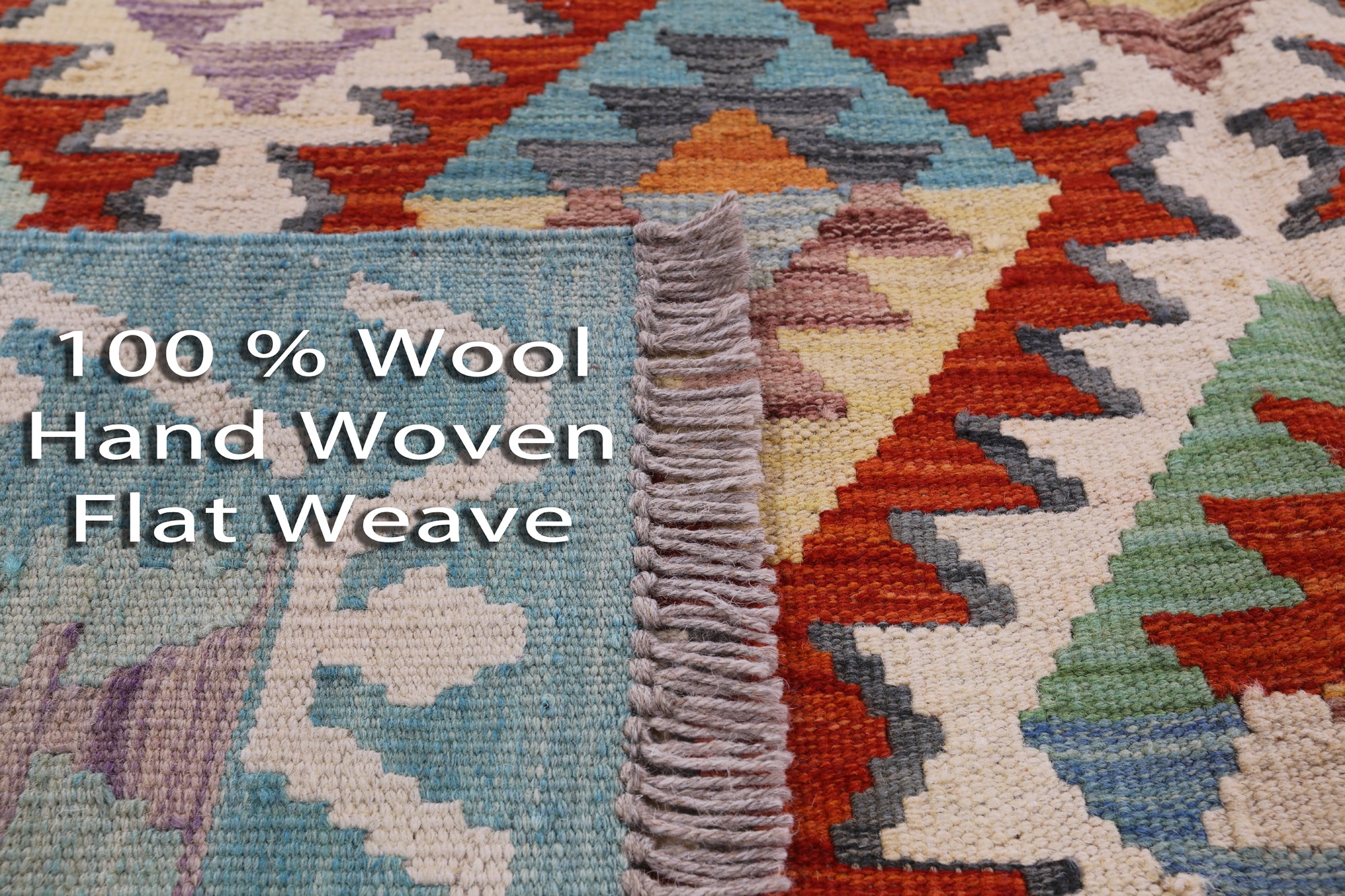Reversible Kilim Flat Weave Wool On Wool Rug - 5' 1" X 6' 4" - Golden Nile
