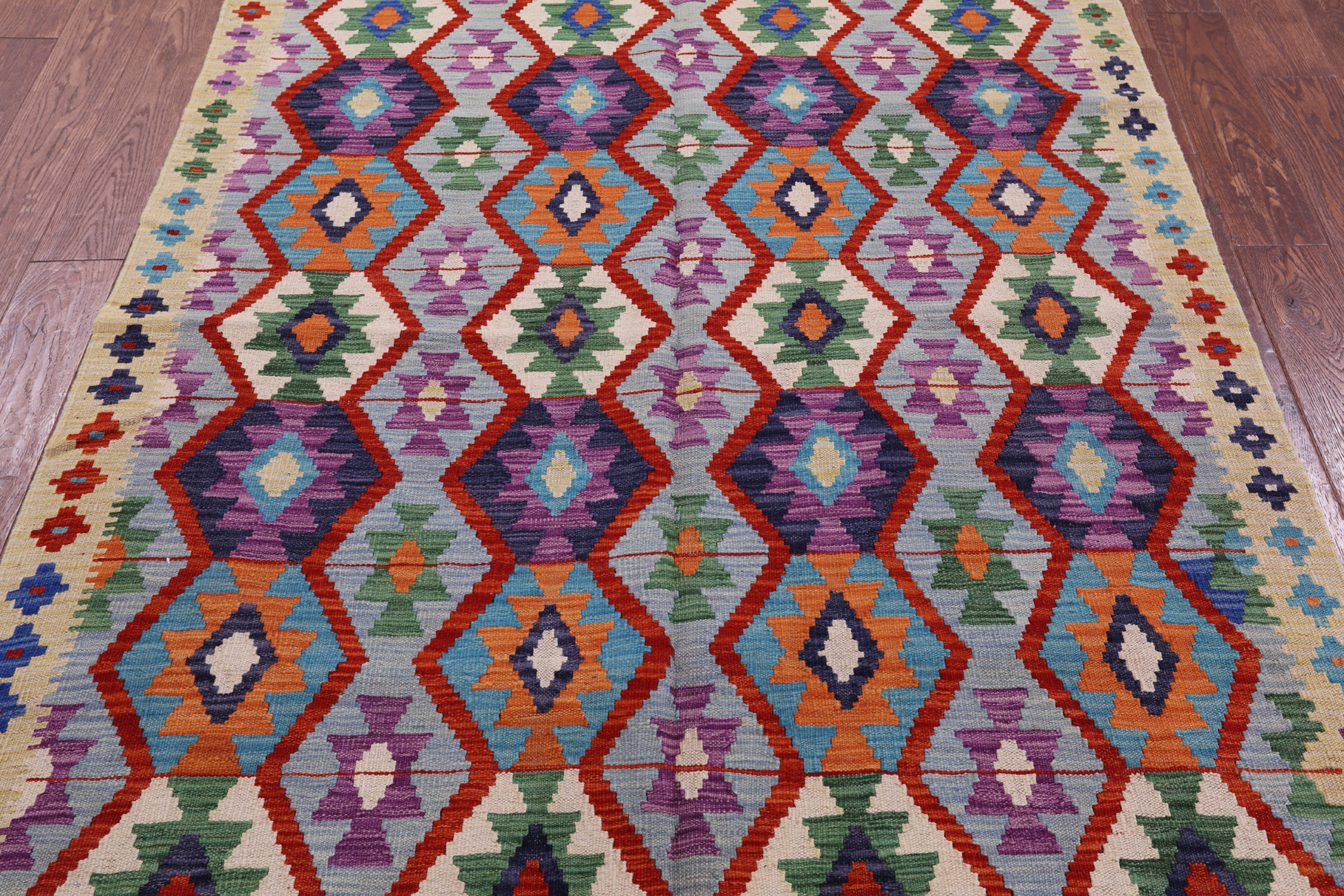 Reversible Kilim Flat Weave Wool On Wool Rug - 4' 11" X 6' 4" - Golden Nile
