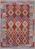 Reversible Kilim Flat Weave Wool On Wool Rug - 5' 0" X 7' 4" - Golden Nile