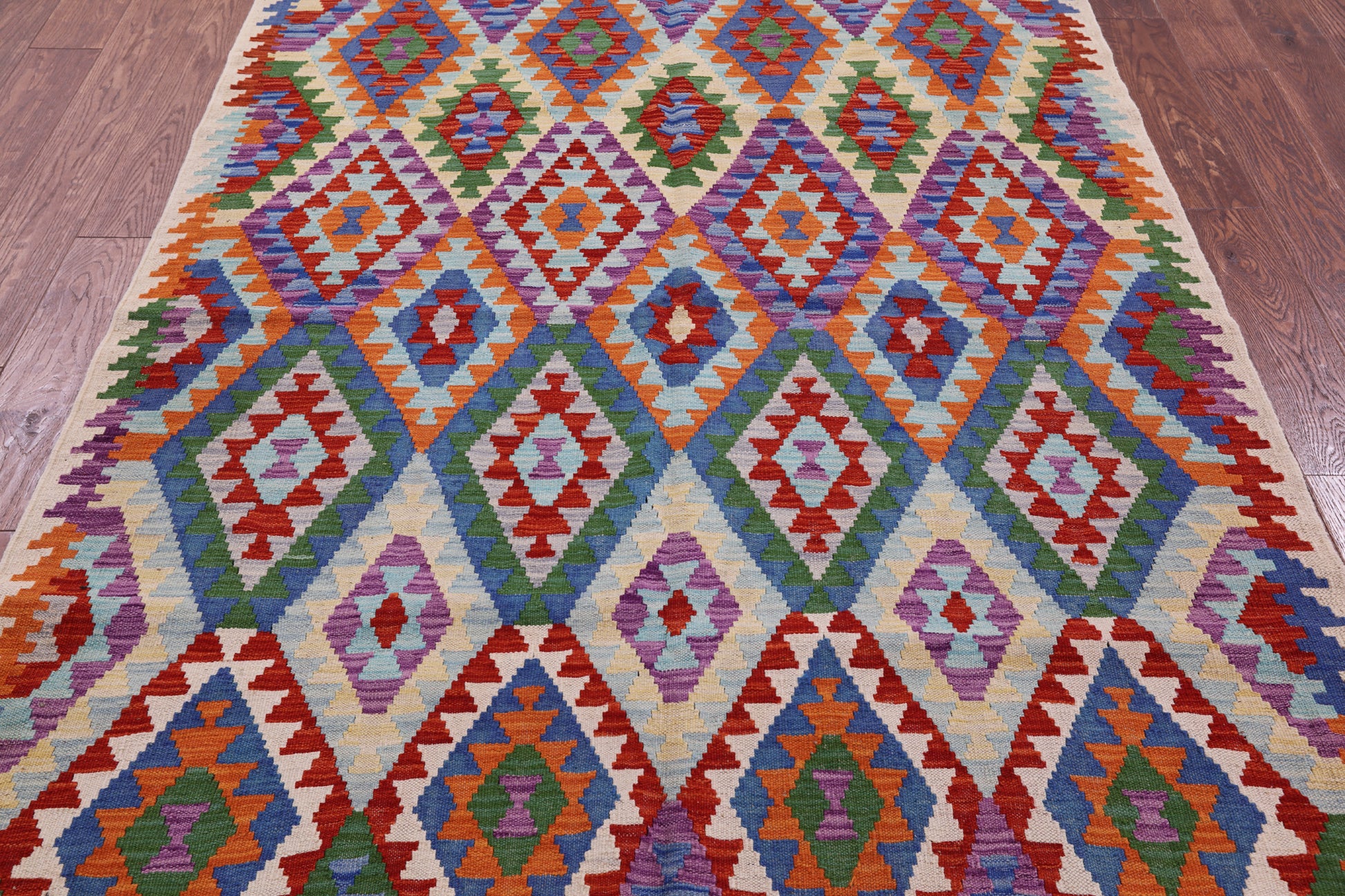 Reversible Kilim Flat Weave Wool On Wool Rug - 4' 10" X 6' 4" - Golden Nile
