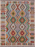 Reversible Kilim Flat Weave Wool On Wool Rug - 5' 0" X 6' 6" - Golden Nile