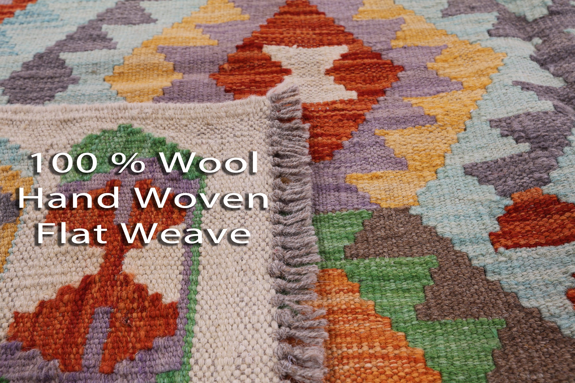 Reversible Kilim Flat Weave Wool On Wool Rug - 5' 0" X 6' 6" - Golden Nile