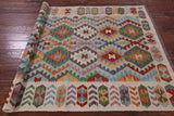 Reversible Kilim Flat Weave Wool On Wool Rug - 5' 0" X 6' 6" - Golden Nile