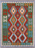 Reversible Kilim Flat Weave Wool On Wool Rug - 4' 11" X 6' 2" - Golden Nile