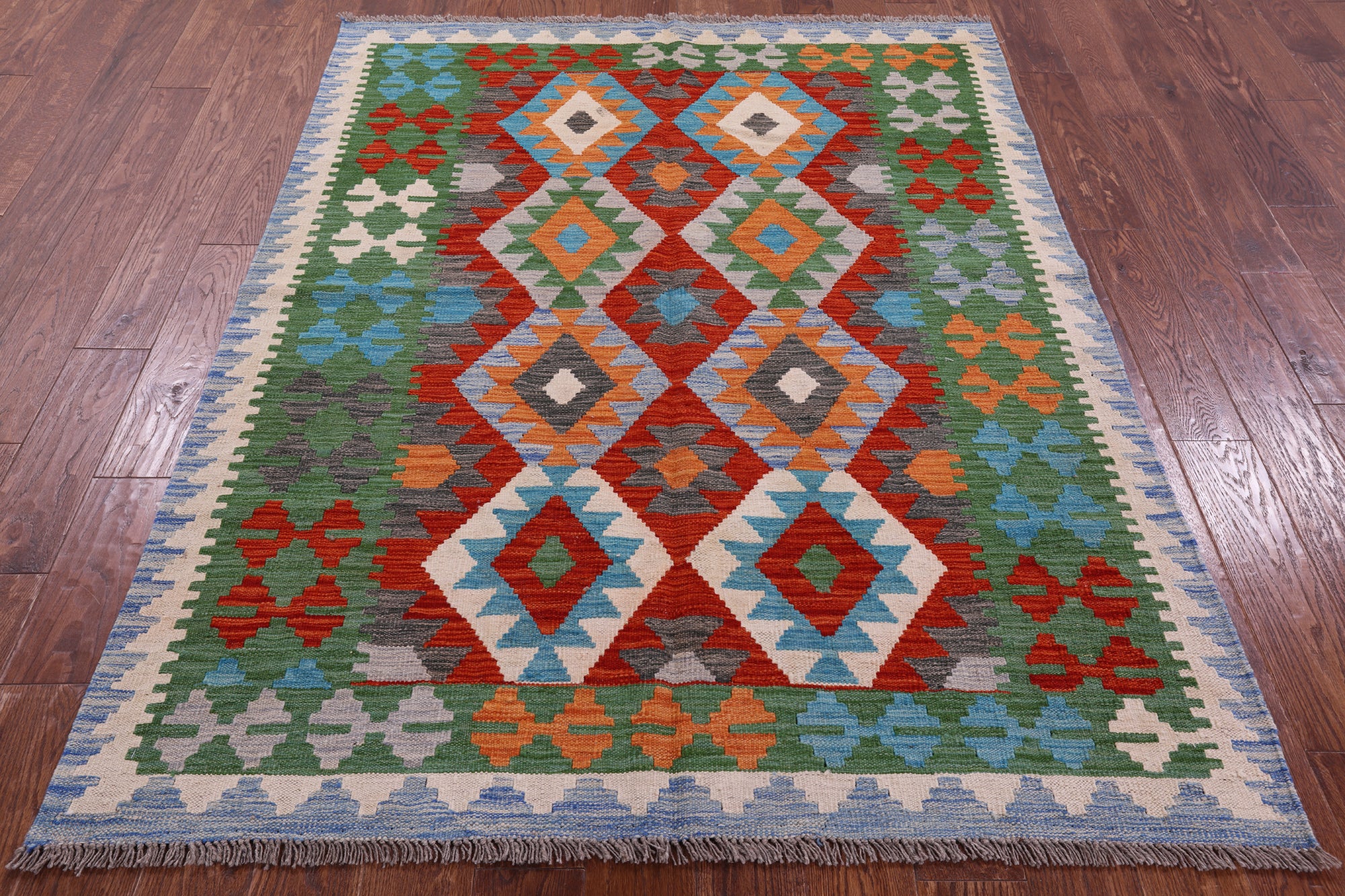 Reversible Kilim Flat Weave Wool On Wool Rug - 4' 11" X 6' 2" - Golden Nile